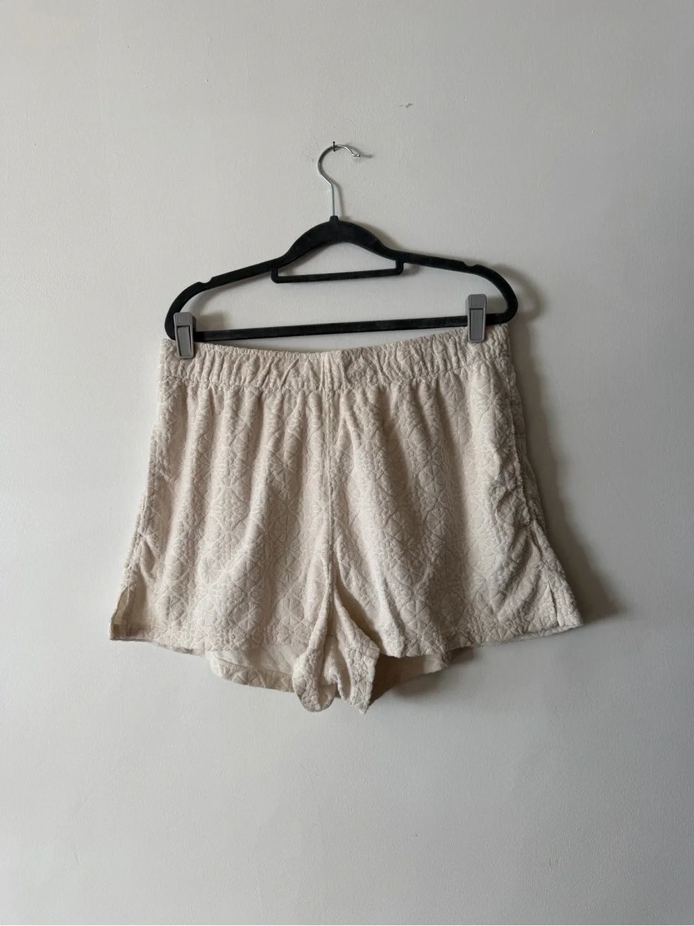 Madewell terry towel Quilted Cream Drawstring Waist Shorts